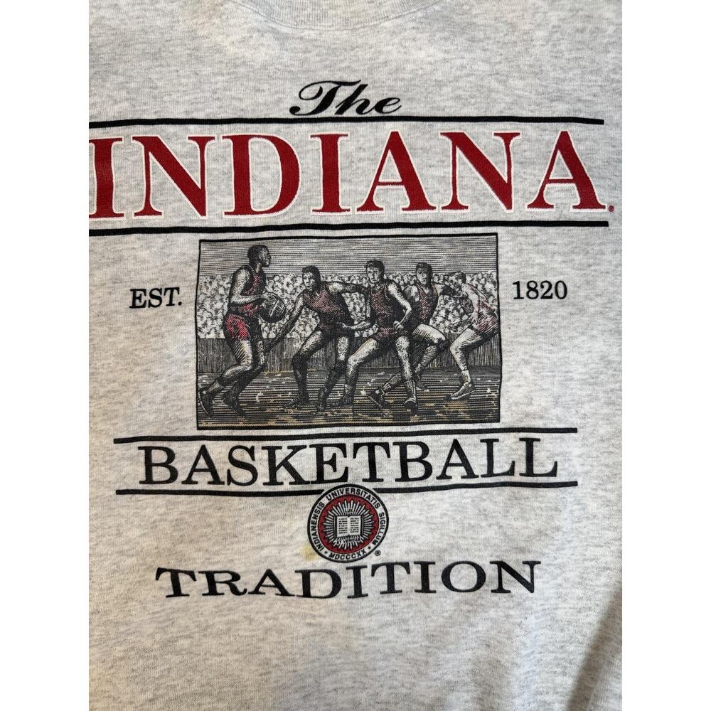 Vintage Indiana Hoosiers Sweatshirt Mens L Gray Basketball Crable Sportswear 90s - Picture 5 of 11